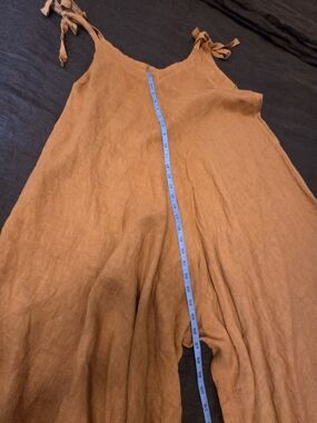 Warm Yellow Linen Tie-Shoulder Jumpsuit